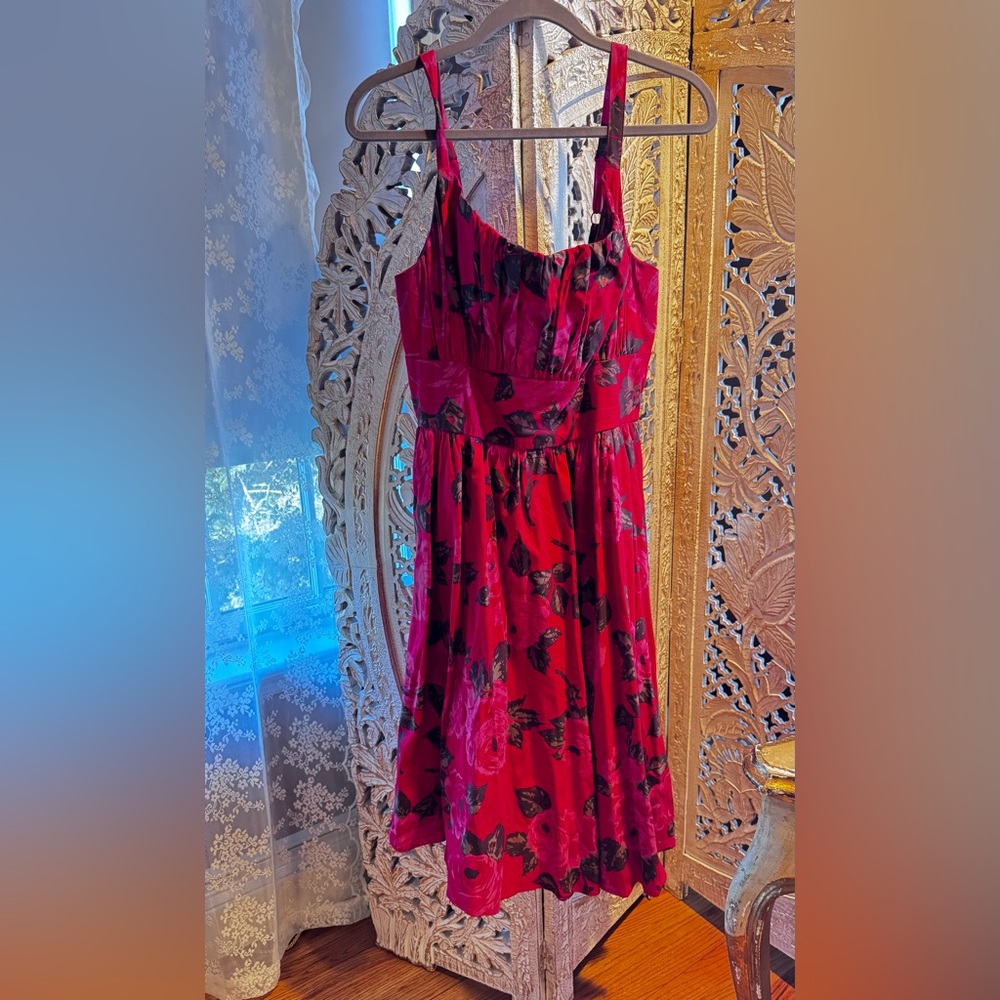 Vixen by Micheline Pitt Red roses ingenue swing dress